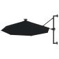 Preview: Sonnenschirm zur Wandmontage mit LEDs 300 cm Schwarz