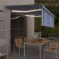 Preview: ARDEBO.de - Markise Automatisch mit Rollo LED Windsensor 4x3 m Blau & Weiß
