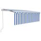 Preview: Markise Automatisch mit Rollo LED Windsensor 4x3 m Blau & Weiß
