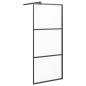 Preview: Duschwand für Walk-In Dusche 80x195 cm ESG Mattiert Schwarz