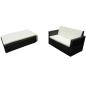 Preview: 2-tlg. Garten-Lounge-Set mit Kissen Poly Rattan Schwarz