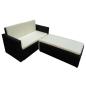 Preview: 2-tlg. Garten-Lounge-Set mit Kissen Poly Rattan Schwarz
