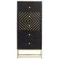 Preview: Schubladenschrank Schwarz Golden 45x30x105cm Mangoholz