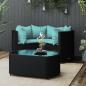 Preview: ARDEBO.de - 4-tlg. Garten-Lounge-Set mit Kissen Schwarz Poly Rattan