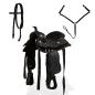 Preview: Western-Sattel, Halfter & Brustblatt Echtleder 13" Schwarz