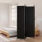 Preview: ARDEBO.de - 4-tlg. Paravent Schwarz 200x220 cm Stoff