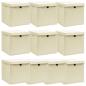 Preview: ARDEBO.de - Aufbewahrungsboxen mit Deckel 10 Stk. Creme 32x32x32 cm Stoff