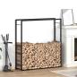 Preview: ARDEBO.de - Brennholzregal Mattschwarz 110x28x116 cm Stahl