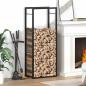 Preview: ARDEBO.de - Brennholzregal Mattschwarz 50x28x132 cm Stahl