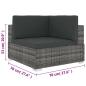 Preview: Sofa-Eckteil mit Kissen Poly Rattan Grau