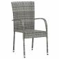 Preview: 3-tlg. Garten-Essgruppe Poly Rattan Grau