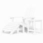 Preview: Adirondack-Gartenstuhl mit Hocker & Tisch HDPE Weiß