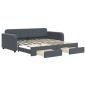 Preview: Tagesbett Ausziehbar mit Schubladen Dunkelgrau 90x190 cm Samt
