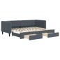 Preview: Tagesbett Ausziehbar mit Schubladen Dunkelgrau 80x200 cm Samt