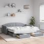 Preview: ARDEBO.de - Tagesbett Ausziehbar mit Schubladen Hellgrau 90x190 cm Stoff