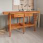 Preview: ARDEBO.de - Werkbank mit Schubladen Schraubstöcken 162x62x83 cm Akazienholz