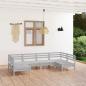 Preview: ARDEBO.de - 6-tlg. Garten-Lounge-Set Weiß Massivholz Kiefer