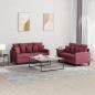 Preview: ARDEBO.de - 2-tlg. Sofagarnitur mit Kissen Weinrot Stoff
