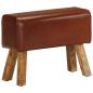 Preview: ARDEBO.de - Sitzbank Turnbock-Design 58cm Braun Echtleder Mango Massivholz