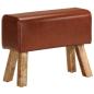 Preview: Sitzbank Turnbock-Design 58cm Braun Echtleder Mango Massivholz