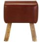 Preview: Sitzbank Turnbock-Design 38 cm Braun Echtleder Massivholz Mango