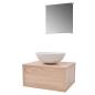 Preview: 4-tlg. Badmöbel-Set mit Waschbecken und Wasserhahn Beige