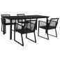 Preview: ARDEBO.de - 5-tlg. Garten-Essgruppe PVC Rattan Schwarz