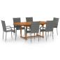 Preview: 7-tlg. Garten-Essgruppe Poly Rattan Grau