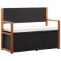 Preview: ARDEBO.de - Bank mit Stauraum 115 cm Poly Rattan Massivholz Akazie Schwarz