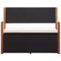 Preview: Bank mit Stauraum 115 cm Poly Rattan Massivholz Akazie Schwarz