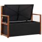 Preview: Bank mit Stauraum 115 cm Poly Rattan Massivholz Akazie Schwarz