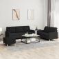 Preview: ARDEBO.de - 3-tlg. Sofagarnitur mit Kissen Schwarz Stoff