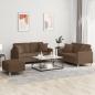 Preview: ARDEBO.de - 3-tlg. Sofagarnitur mit Kissen Braun Stoff