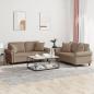 Preview: ARDEBO.de - 2-tlg. Sofagarnitur mit Kissen Cappuccino-Braun Kunstleder