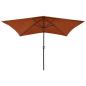 Preview: Sonnenschirm mit LEDs und Stahl-Mast Terrakottarot 2x3 m