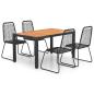 Preview: 5-tlg. Garten-Essgruppe PVC Rattan Schwarz und Braun