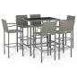 Preview: 7-tlg. Gartenbar-Set Grau Poly Rattan