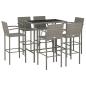 Preview: 7-tlg. Gartenbar-Set Grau Poly Rattan