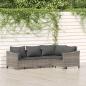 Preview: ARDEBO.de - 4-tlg. Garten-Lounge-Set mit Kissen Grau Poly Rattan