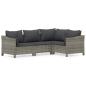 Preview: 4-tlg. Garten-Lounge-Set mit Kissen Grau Poly Rattan