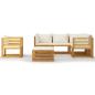Preview: 8-tlg. Garten-Lounge-Set mit Auflagen Creme Massivholz Akazie