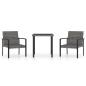Preview: 3-tlg. Garten-Essgruppe Poly Rattan Grau