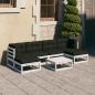 Preview: ARDEBO.de - 7-tlg. Garten-Lounge-Set mit Kissen Weiß Massivholz Kiefer