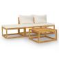 Preview: 4-tlg. Garten-Lounge-Set mit Auflagen Creme Massivholz Akazie