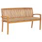 Preview: ARDEBO.de - Stapelbare Gartenbank mit Auflage 159 cm Massivholz Teak