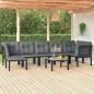 Preview: ARDEBO.de - 8-tlg. Garten-Lounge-Set Schwarz und Grau Poly Rattan