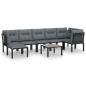 Preview: 8-tlg. Garten-Lounge-Set Schwarz und Grau Poly Rattan
