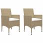 Preview: 3-tlg. Bistro-Set Poly Rattan und Hartglas Beige