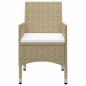 Preview: 3-tlg. Bistro-Set Poly Rattan und Hartglas Beige