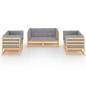 Preview: 6-tlg. Garten-Lounge-Set mit Kissen Kiefer Massivholz